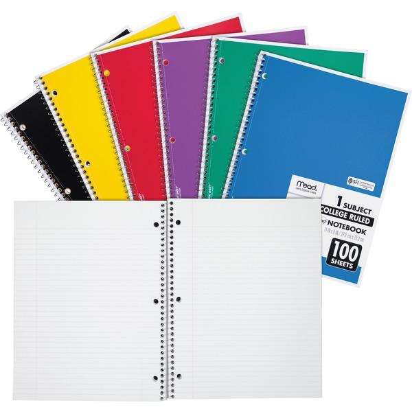 Mead One-subject Spiral Notebook - 100 Sheets - Spiral - College Ruled - 8