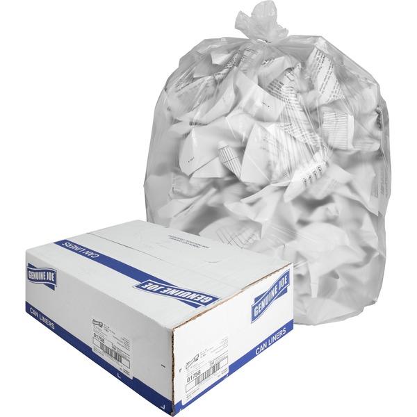  Genuine Joe High- Density Can Liners - Large Size - 45 Gal - 40 