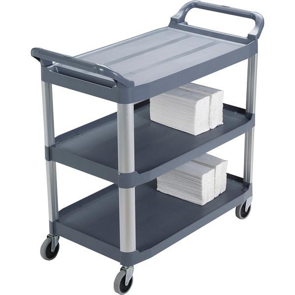 Rubbermaid Commercial 3-Shelf Mobile Utility Cart - 3 Shelf - 300 lb Capacity - 4