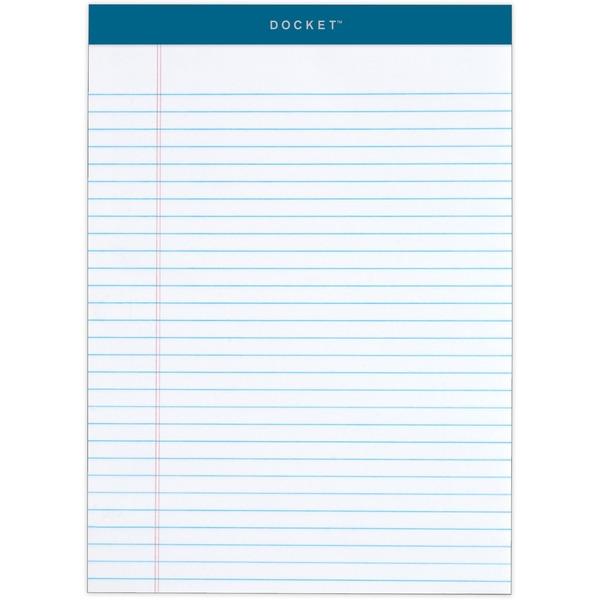 TOPS Docket Letr-Trim Legal Ruled White Legal Pads - 50 Sheets - Double Stitched - 0.34