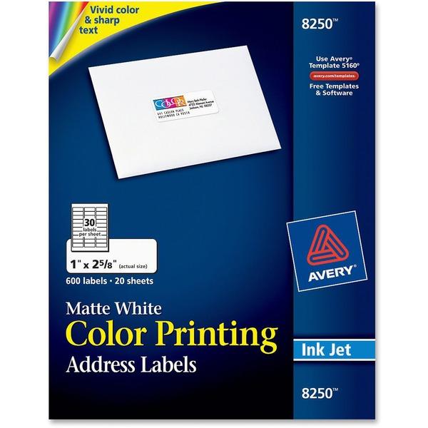 Avery® Color Printing Address Labels - Sure Feed - Permanent Adhesive - 2 5/8