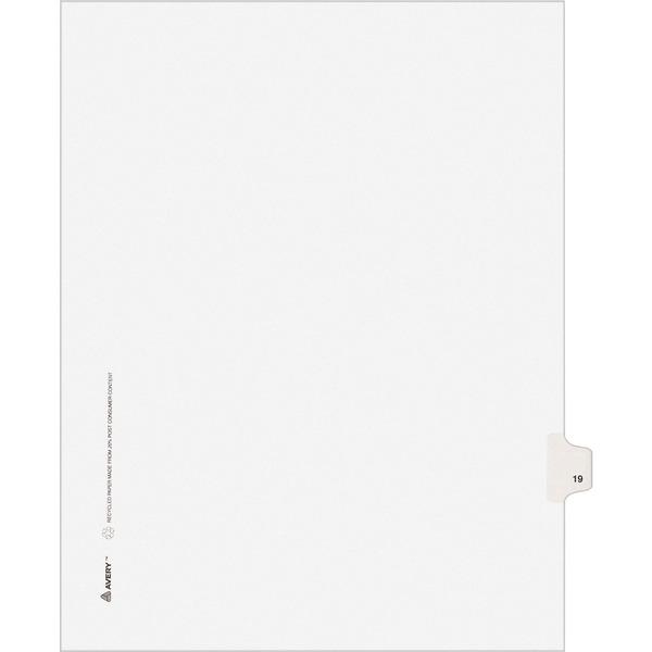 Avery® Individual Legal Exhibit Dividers - Avery Style - 1 Printed Tab(s) - Digit - 19 - 1 Tab(s)/Set - 8.5