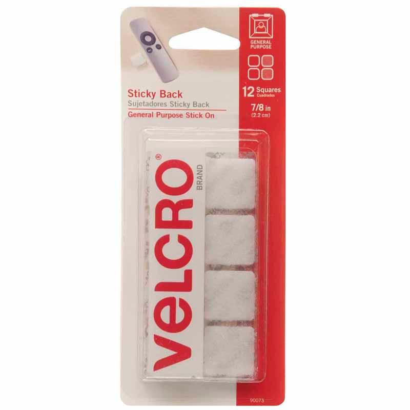 VELCRO Brand Sticky Back 7/8in Squares White 12 ct - 0.88