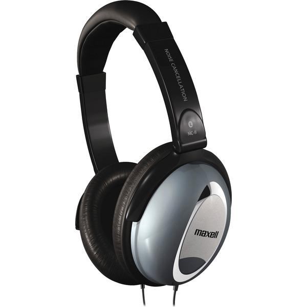 Maxell Noise Cancellation Headphones - Stereo - Black, Gray - Mini-phone - Wired - 60 Ohm - 10 Hz 28 kHz - Nickel Plated Connector - Over-the-head - Binaural - Ear-cup - 6 ft Cable - Noise Canceling