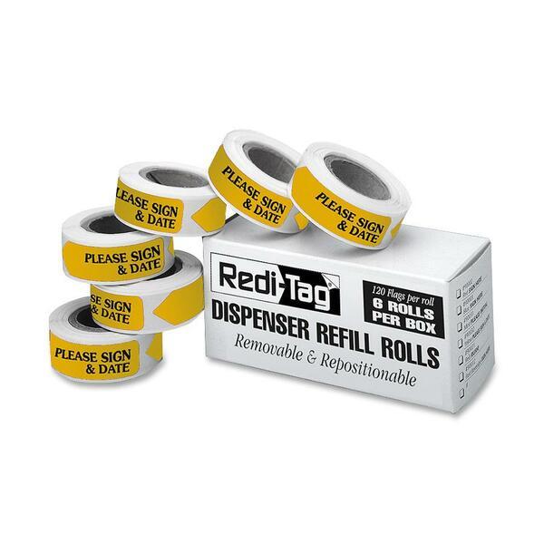 Redi-Tag Sign/Date Tags Refills - 720 x Yellow - 1.88
