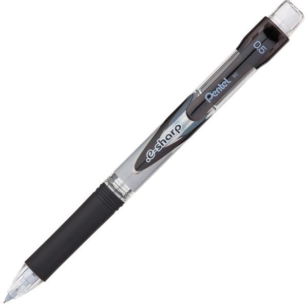 Pentel E-Sharp Mechanical Pencils - #2 Lead - 0.5 mm Lead Diameter - Refillable - Black Barrel