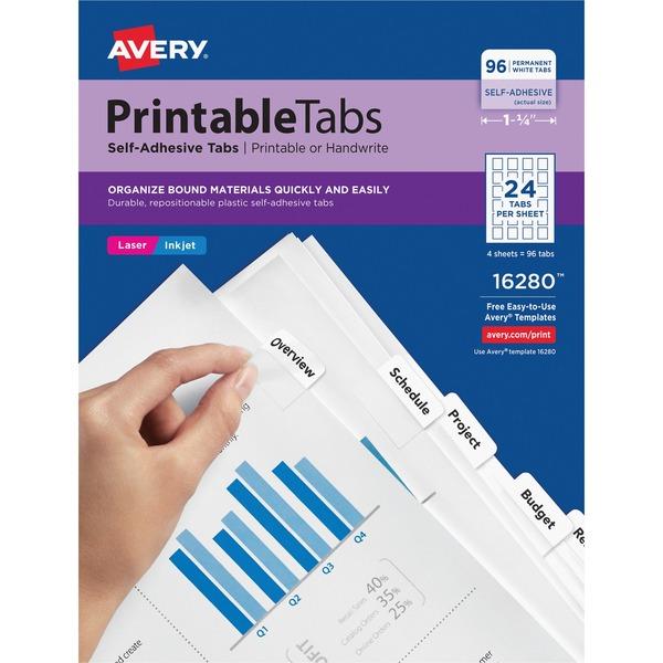 Avery® Printable Tabs - Repositionable - Print-on Tab(s)1.25