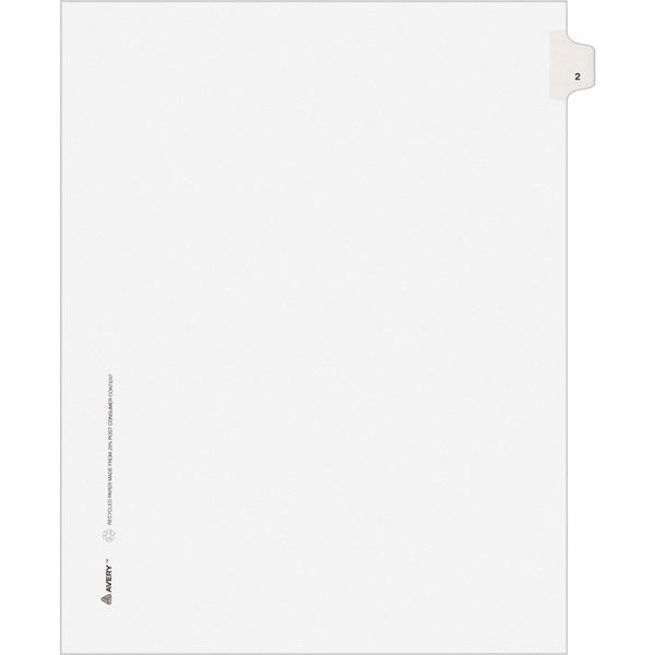 Avery® Individual Legal Dividers Allstate Style, Letter Size, Side Tab #2 (82200) - 1 Printed Tab(s) - Digit - 2 - 8.5