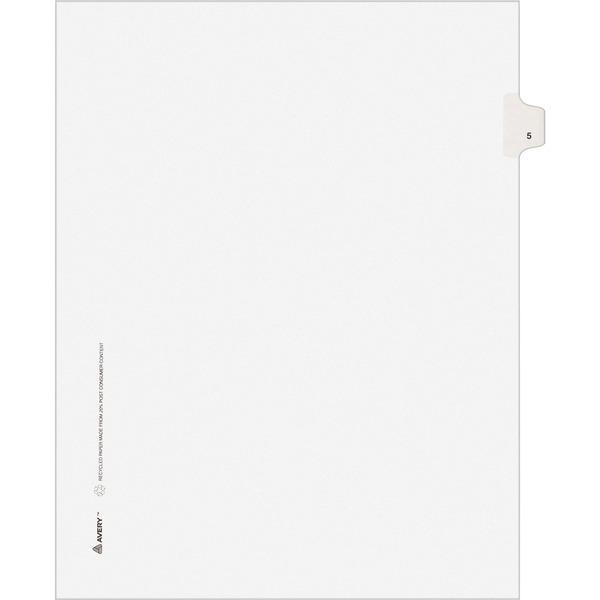 Avery® Individual Legal Dividers - Allstate Style - Unpunched - 25 x Divider(s) - 25 Printed Side Tab(s) - Digit - 5 - 8.5