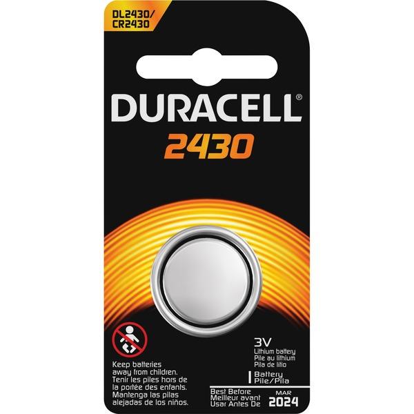 Duracell Coin Cell Lithium 3V Battery - DL2430 - For Multipurpose - 3 V DC - Lithium (Li) - 1 / Each