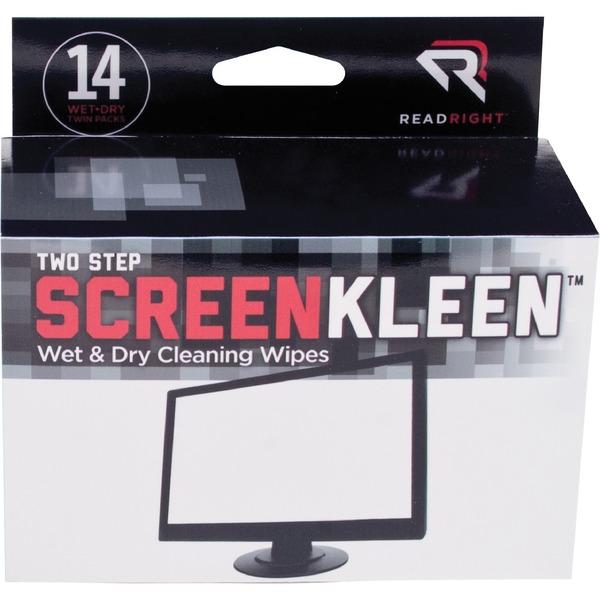 Read Right Kleen & Dry Screen Cleaners - For Display Screen - Pre-moistened, Lint-free, Anti-static, Anti-glare - 28 / Box