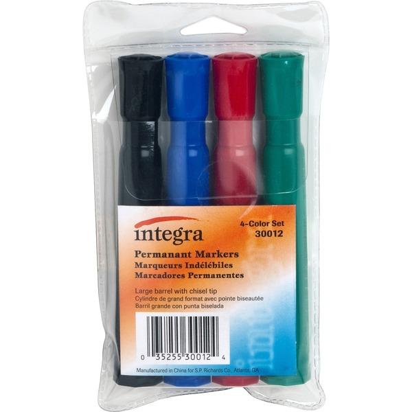 Integra Permanent Chisel Markers - Chisel Marker Point Style - Assorted - 4 / Set