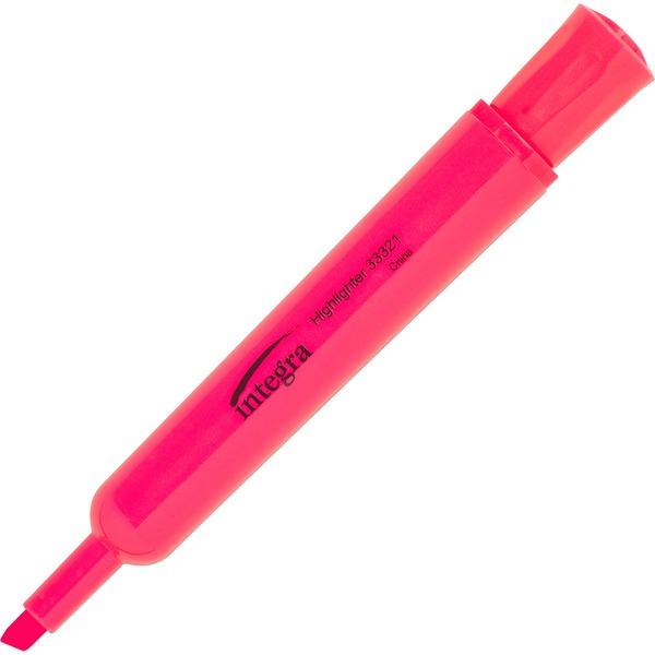 Integra Chisel Desk Liquid Highlighters - Chisel Marker Point Style - Fluorescent Pink