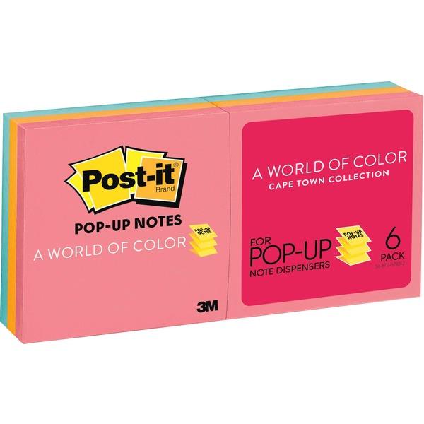  Post- It & Reg ; Pop- Up Notes - Cape Town Color Collection - 600 - 3 