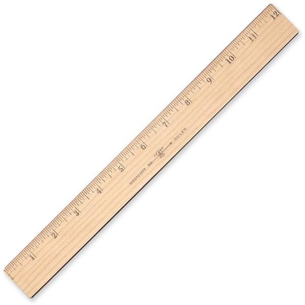 Westcott Inches/Metric Wood Ruler - 12