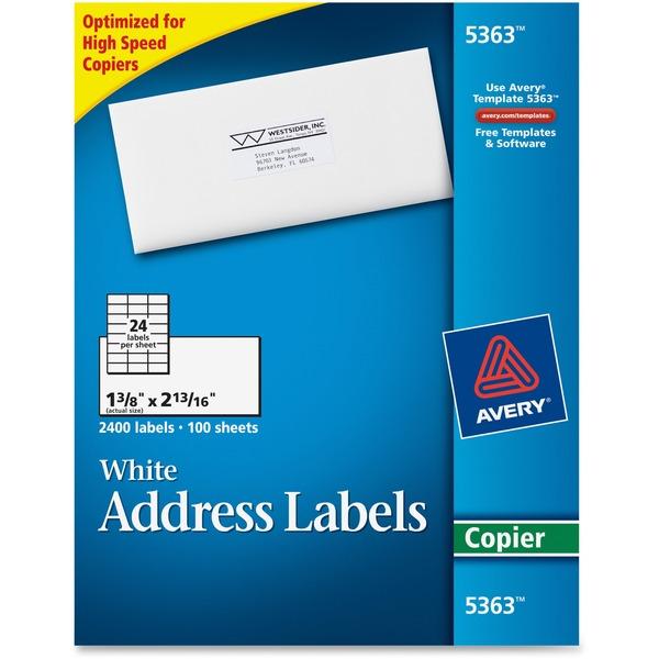 Avery® Address Labels for Copiers - Permanent Adhesive - 1 3/8