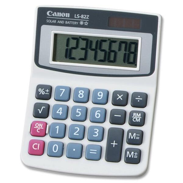 Canon LS82Z Handheld Calculator - Big Display, Large Plastic Keytop - 8 Digits - LCD - Battery/Solar Powered - 1 Each
