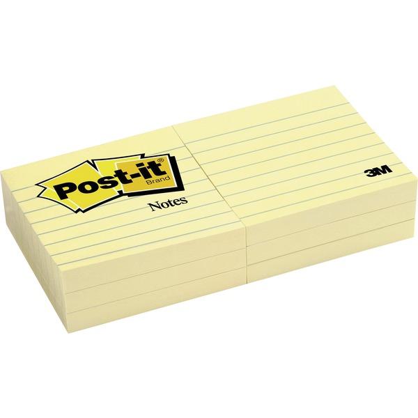  Post- It & Reg ; Notes Original Lined Notepads - 600 X Canary Yellow - 3 