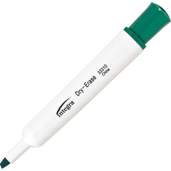 Integra Chisel Point Dry-erase Markers - Chisel Marker Point Style - Green - 12 / Dozen