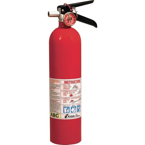  Kidde Fire Pro 2.6 Fire Extinguisher - 2.60 Lb Capacity - A : Common Combustibles, B : Flammable Liquids, C : Live Electrical Equipment - Rechargeable, Impact Resistant - Red