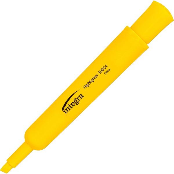 Integra Chisel Desk Liquid Highlighters - Chisel Marker Point Style - Yellow Water Based Ink - Yellow Barrel