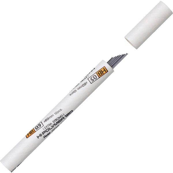 Pentel Premium Hi-Polymer Leads - 0.5 mmFine Point - HB - Black - 12 / Tube