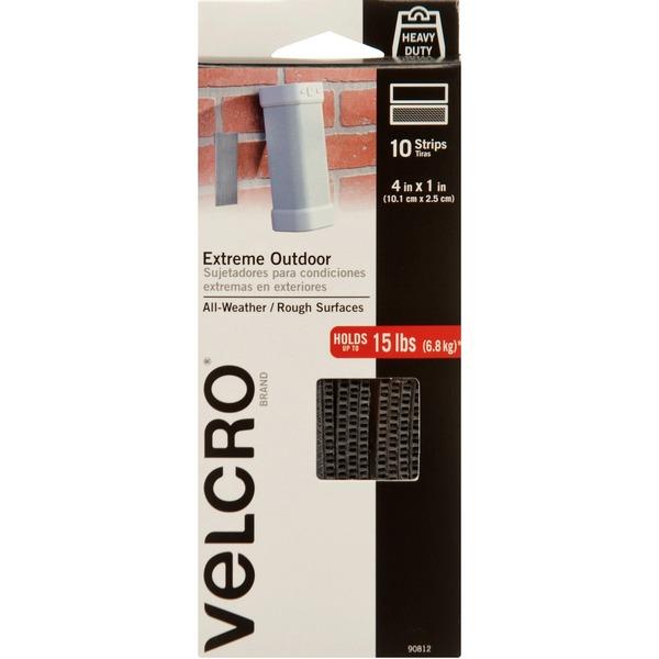 VELCRO Brand Extreme Outdoor 4in x 1in Strips. Titanium . 10 ct. - 4