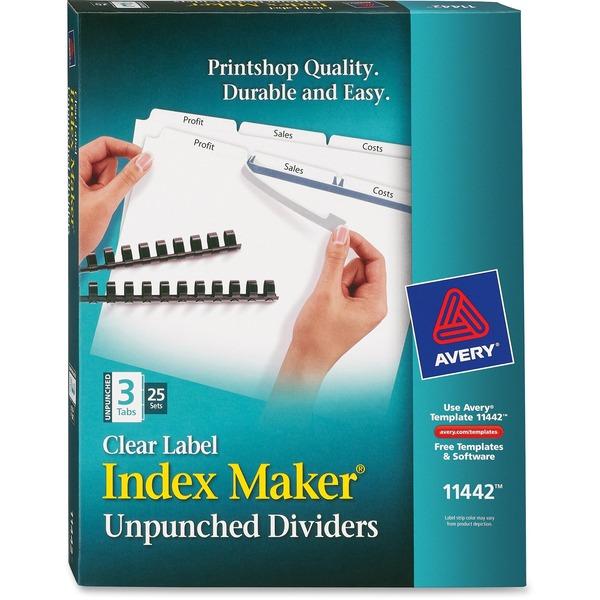  Avery & Reg ; Print & Apply Label Unpunched Dividers - Index Maker Easy Apply Label Strip - 75 X Divider (S)- 3 Blank Tab (S)- 3 Tab (S)/ Set - 8.5 