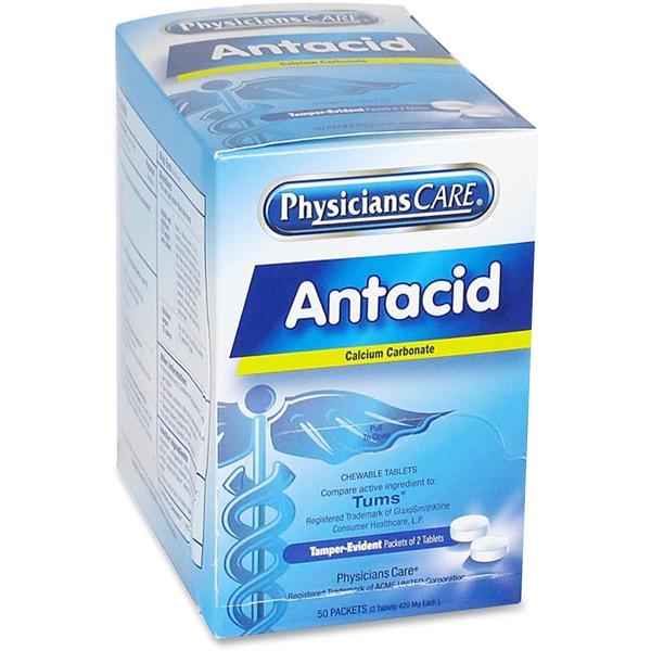 PhysiciansCare Antacid Medication Tablets - For Heartburn, Indigestion - 50 / Box