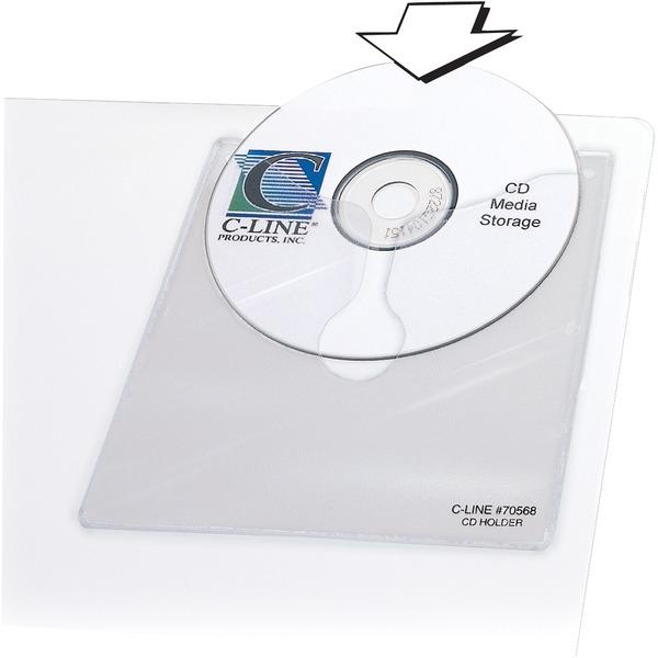 C-Line Self-Adhesive CD Holder - Peel & Stick, 5-1/3 x 5-2/3, 10/PK, 70568