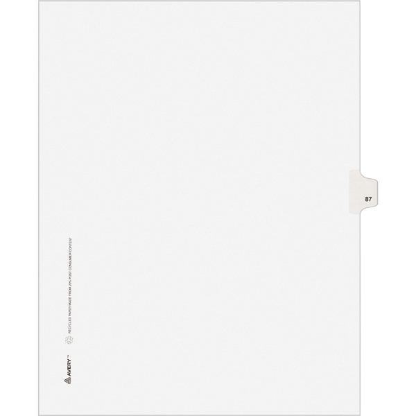 Avery® Individual Legal Dividers - Allstate Style - Unpunched - 25 x Divider(s) - 25 Printed Side Tab(s) - Digit - 87 - 8.5