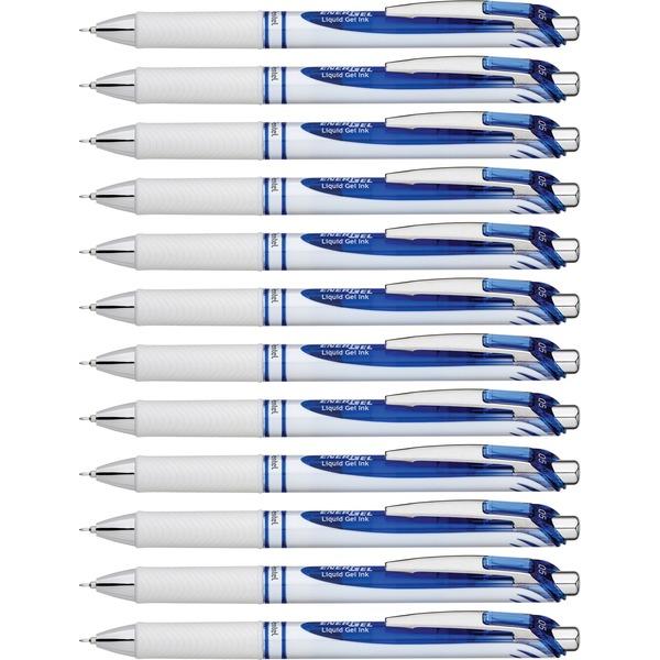 Pentel Needle Tip Liquid Gel Ink Pens - 0.5 mm Pen Point Size - Needle Pen Point Style - Refillable - Retractable - Blue Liquid Gel Ink Ink - 12 / Dozen