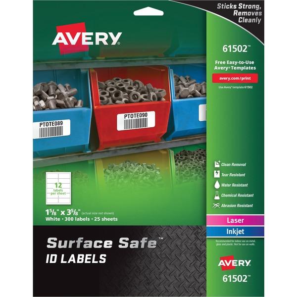 Avery® Water-resistant Surface Safe ID Labels - Removable Adhesive - 1 5/8