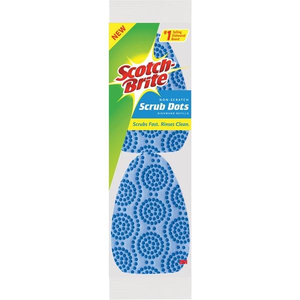 Scotch-Brite Scrub Dots Dishwand Refill - 14/Carton - Blue