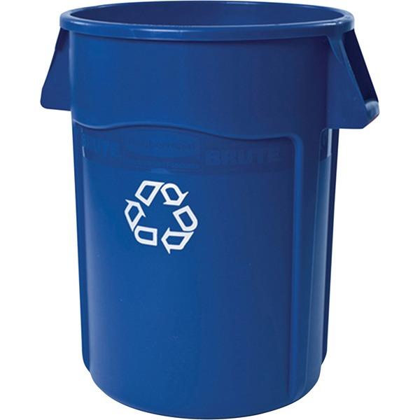 Rubbermaid Commercial Brute Recycling Container - 44 gal Capacity - Round - Heavy Duty, Reinforced, Handle, Tear Resistant, Damage Resistant, UV Coated, Fade Resistant, Warp Resistant, Crack Resistant
