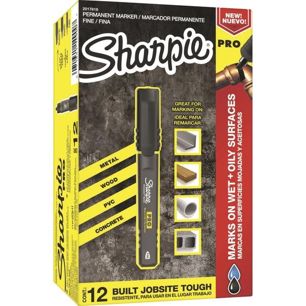 Sharpie PRO Fine Tip Permanent Markers - Fine Marker Point - Black - 12 / Dozen