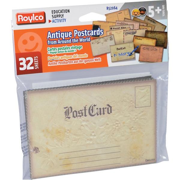 Roylco Antique Post Cards - Theme/Subject: Learning - Skill Learning: History, Exploration, Drawing, Writing - 32 Pieces - 5+