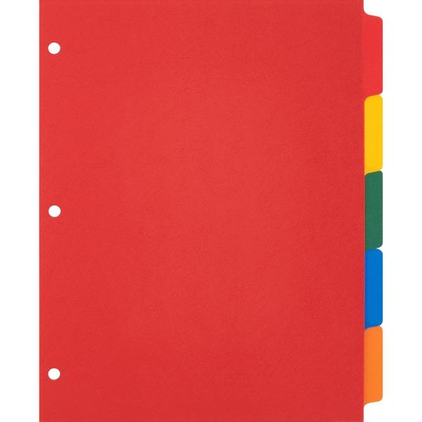  Business Source Plain Tab Color Polyethylene Index Dividers - Blank Tab (S)- 5 Tab (S)/ Set - 8.5 
