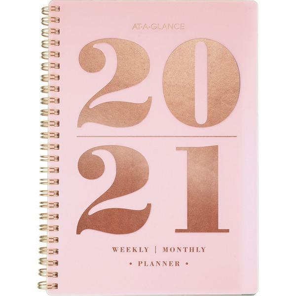 At-A-Glance Badge Academic Weekly/Monthly Planner - Small Size - Academic - Julian Dates - Weekly, Monthly - 1.1 Year - July 2020 till July 2021 - 1 Week, 1 Month Double Page Layout - Twin Wire - Rose