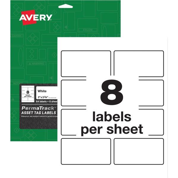 Avery® PermaTrack Durable Asset Tag Labels - Permanent Adhesive - 3 3/4
