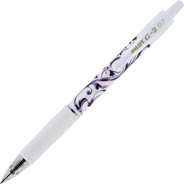 G2 G2 Fashion 0.7mm Gel Roller Pen - Fine Pen Point - 0.7 mm Pen Point Size - Retractable - Purple Gel-based Ink - White Barrel - 12 / Dozen