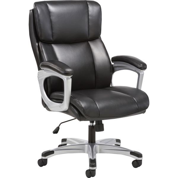 Sadie 3-Fifteen Executive Leather Chair - Black Plush, Bonded Leather Seat - Black Plush, Bonded Leather Back - 5-star Base - 19.25
