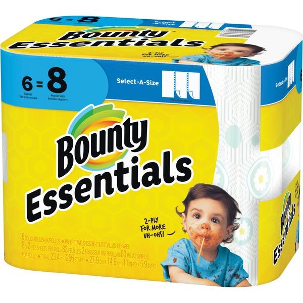 Bounty Select-A-Size Paper Towel - 2 Ply - 83 Sheets/Roll - Paper - Strong - For Janitorial - 6 / Carton