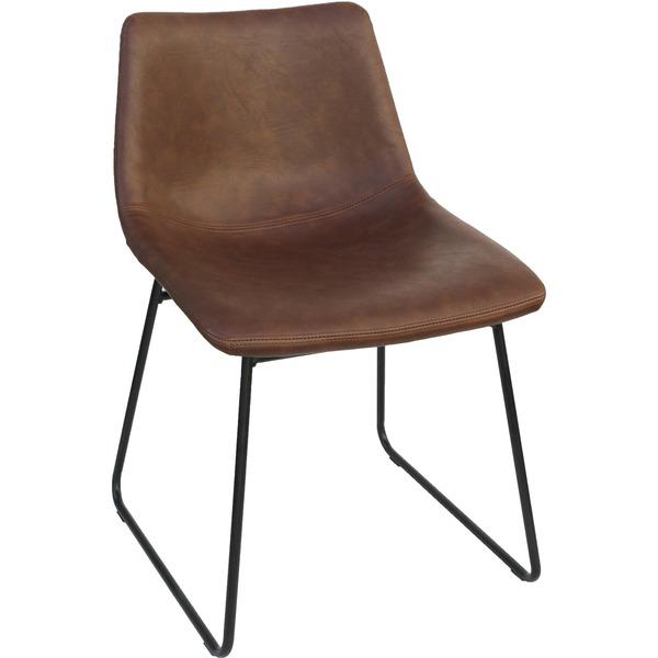 Lorell Mid-century Modern Sled Guest Chair - Tan Bonded Leather Seat - Sled Base - Tan - Bonded Leather - 18.9