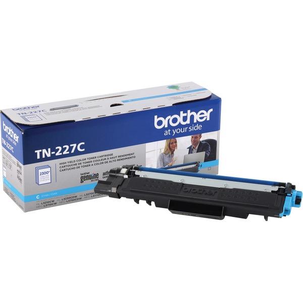 Brother Genuine TN-227C High Yield Cyan Toner Cartridge - Laser - High Yield - 2300 Pages - 1 Each