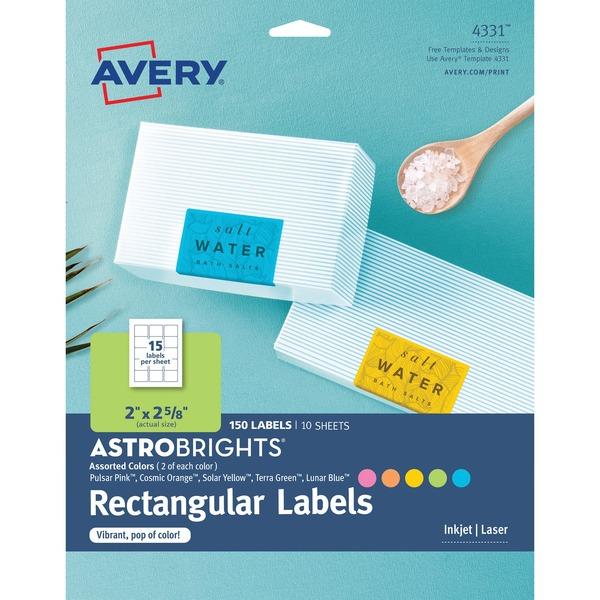 Avery® Astrobrights Labels - Easy Peel - Permanent Adhesive - 2
