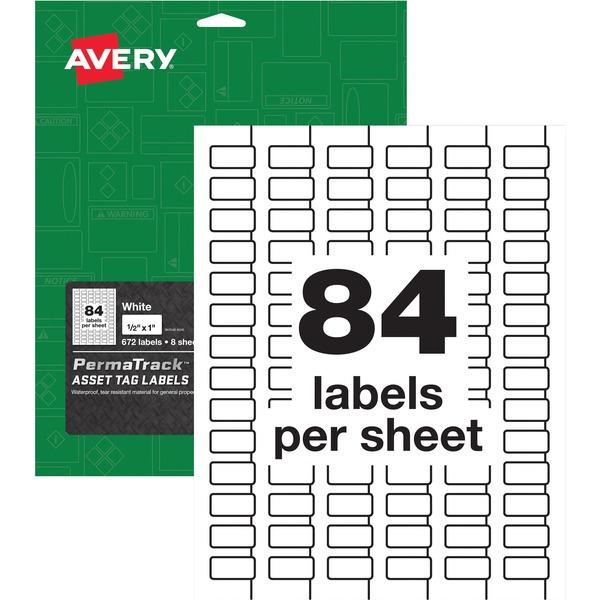  Avery & Reg ; Permatrack Durable Asset Tag Labels - Permanent Adhesive - 1 