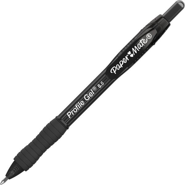 Paper Mate Profile Gel 0.5mm Retractable Pen - 0.5 mm Pen Point Size - Retractable - Black - 36 / Box