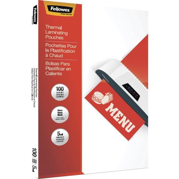 Fellowes Thermal Laminating Pouches - Menu, 5mil, 100 pack - Sheet Size Supported: Menu 11.50