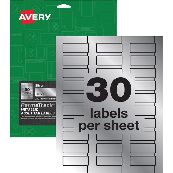 Avery® PermaTrack Metallic Asset Tag Labels - Permanent Adhesive - 2